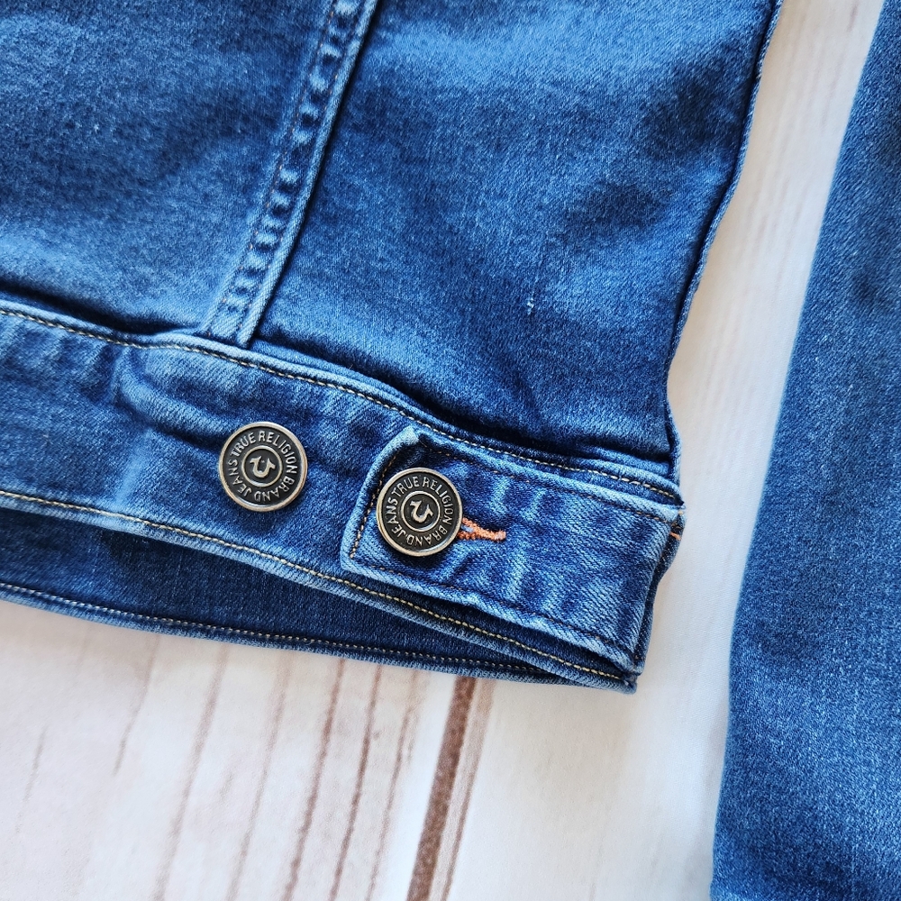 True Religion "Dusty Western Trucker Jacket" Blue Jean Denim | Women's Size XS - Picture 6 of 10